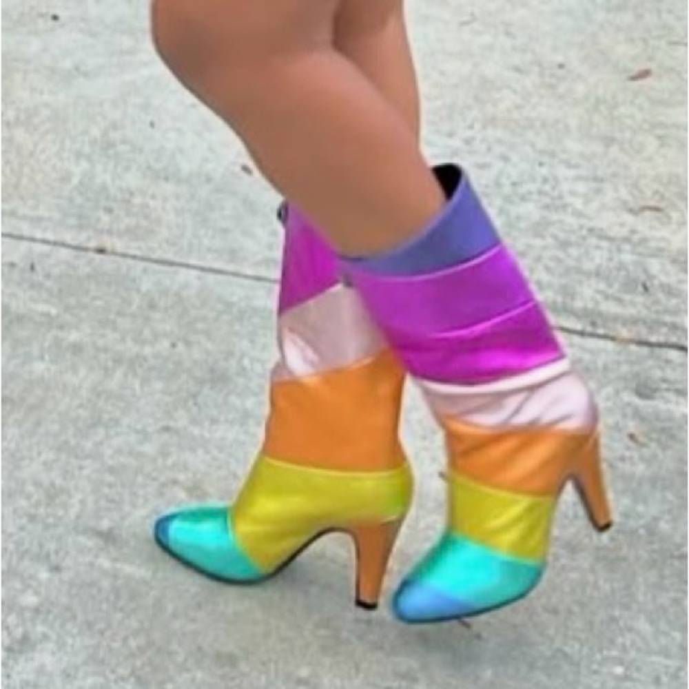 Colorful Patchwork Knee-High Boots - image 2